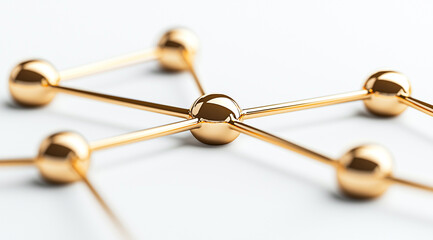 Luxury golden connection spheres network abstract background science technology