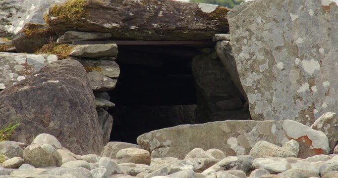 mid shot of the South Cairn northern chamber Entrance at Nether Largie Standing Stones at Kilmartin