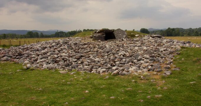 Extra wide shot of the South Cairn northern chamber Entrance at Nether Largie Standing Stones at Kilmartin