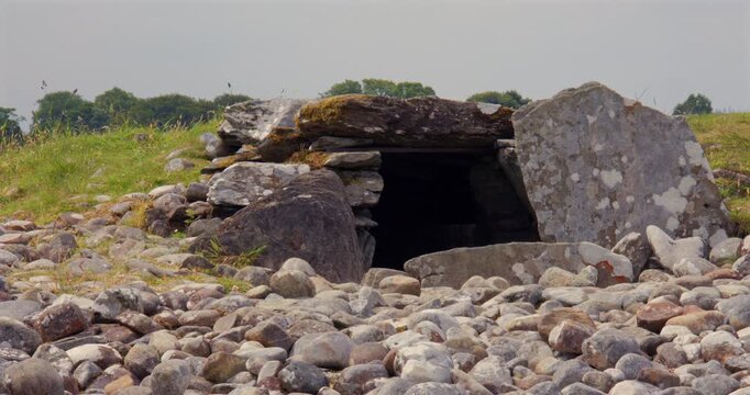 wide shot of the South Cairn northern chamber Entrance at Nether Largie Standing Stones at Kilmartin