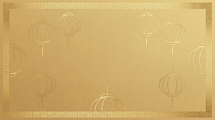 Golden background with lanterns and border