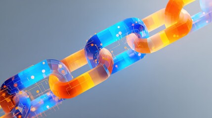 Blockchain Technology Illustration: Interconnected Digital Chains Representing Security, Transparency, and Decentralized Systems