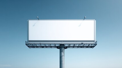 Obraz premium Blank Billboard Against Blue Sky: Outdoor Advertising Mockup for Commercial Campaigns and Promotional Opportunities