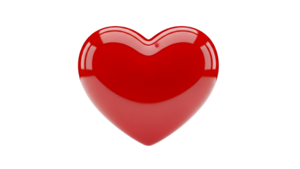 Shiny red heart on white background, symbolizing love and affection in a minimalist style