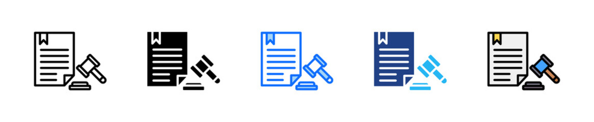 Legal Documents Icon Set Multiple Style Collection