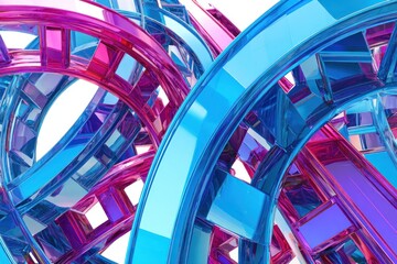 Abstract geometric structures with vibrant colors and transparent design