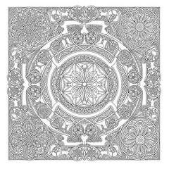 Obraz premium Intricate black and white mandala design filled with complex interwoven geometric and floral patterns