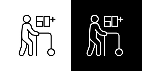 Elderly person with walker icon representing senior living and age care services