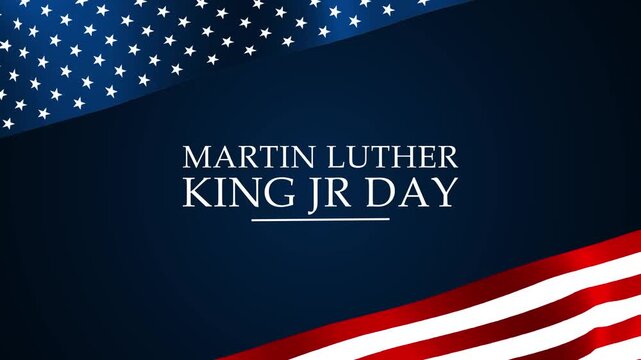 Celebrating MLK Day with sliding American flag in the background. 4k patriotic typography animation of Martin Luther King Jr Day. I have a dream