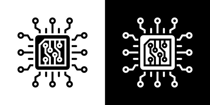 Chip Icon Set Vector Collection Isolated In Black And White