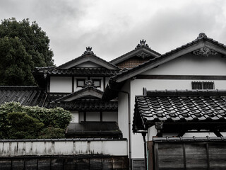 雨の中、兵庫県豊岡市出石町を散策