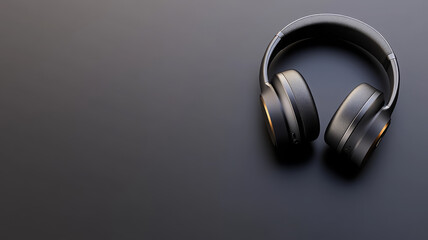 High end headphones, black, modern, minimal, dramatic light, luxury, isolated