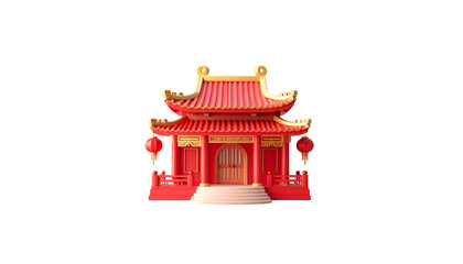 3D illustration: The roof of an ancient Chinese temple on a white background