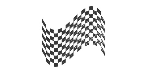 Racing flag grunge design of vector car race sport, auto rally and motocross.
