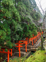 雨の中、兵庫県豊岡市の出石町、出石城址を歩く