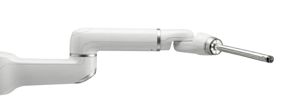 Robotic medical arm with surgical probe. Precision automation technology