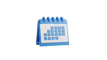 3D Blue 3D Calendar Icon on transparent background