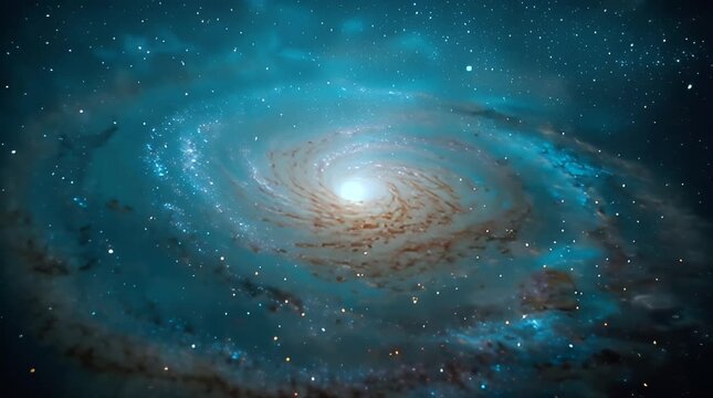 Vast spiral galaxy with glowing nebulas and distant stars in deep space