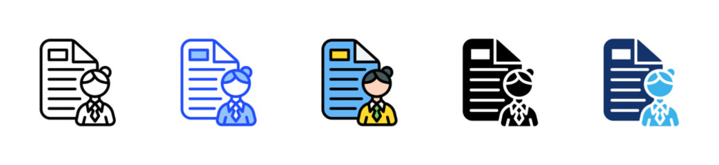 Employee Contract Icon Collection With Multiple Styles