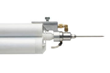 Dual cartridge adhesive dispensing valve. Industrial fluid automation tool