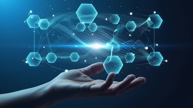 Hand Displaying Holographic Data in a Digital Environment