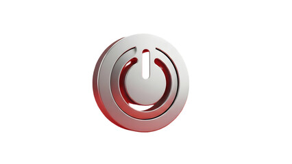Red and silver power button icon on white background, symbolizing technology and energy