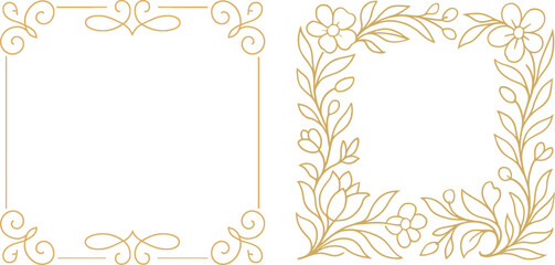 floral frame, decorative border, elegant background, invitation design, greeting card layout, botanical © MORIUM JANNAT