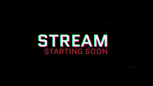 Stream starting soon live stream glitch gaming broadcast online event.