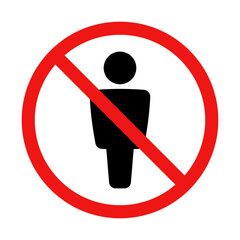 No Man or Person Sign on White Background