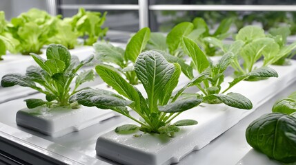 Hydroponic Lettuce Growing in a Modern Vertical Farm System.