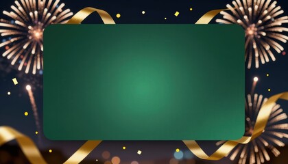Festive Fireworks Display with Colorful Lights and Green Background for Celebration Events