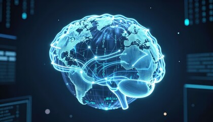 Illuminated Digital Brain Representation with Data Streams and Neural Connections