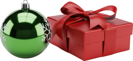 Green Bauble and Red Gift Box