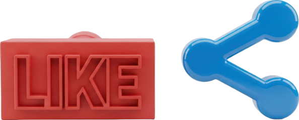 Red Like Button and Blue Share Icon
