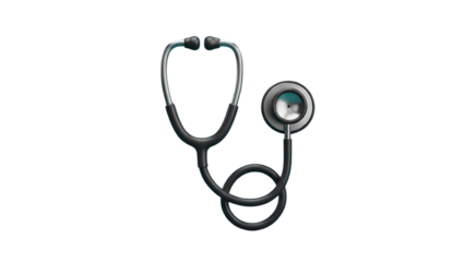 Black stethoscope on white background for doctor or medical use