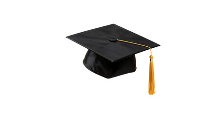 Black graduation cap with yellow tassel