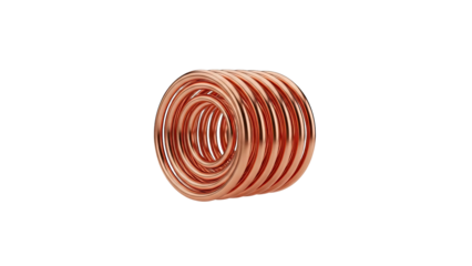 3D Copper coil transparent background
