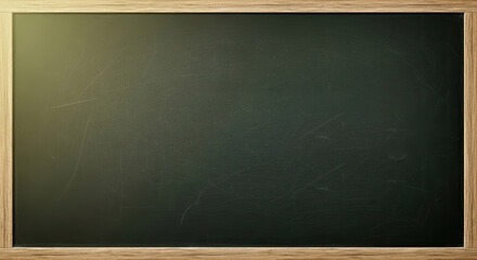 A blank blackboard with a wooden frame, featuring a light green background with a subtle texture.