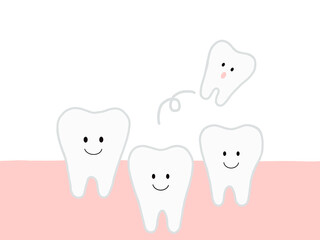 歯の生え変わりで歯が抜けた状態をやさしく表したイラスト
