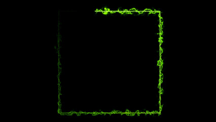 Abstract green neon light rectangle frame