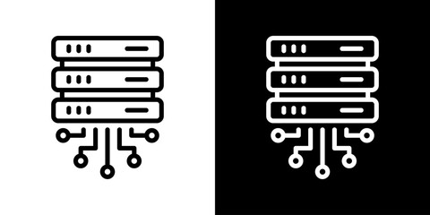 Database Icon Set Vector Collection Isolated In Black And White