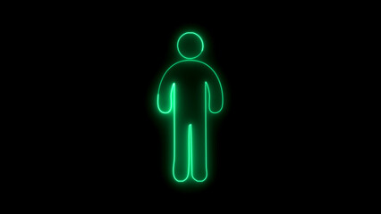 Simple green neon outline human figure