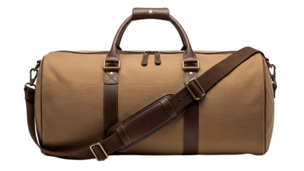 Brown Travel Duffle Bag with Shoulder Strap and Handles in Modern Style