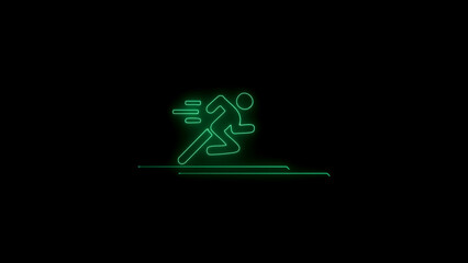 Neon green runner icon on black background