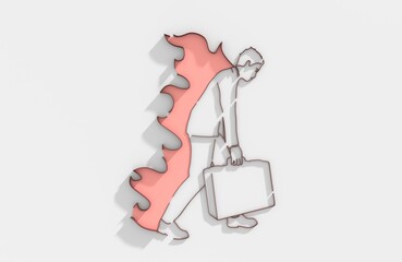 Unhappy businessman dismissed from his job. Unemployment business concept. Layoff, crisis, employee job reduction. 3D render