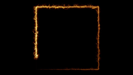 Fiery square frame with intense burning effect