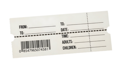 Blank Paper Boarding Pass Ticket with Barcode and Fillable Fields