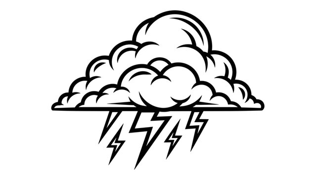 Black and White Thunderstorm Cloud Illustration.