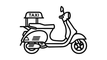 Fototapeta premium Simple Black Line Art Taxi Motor Scooter.