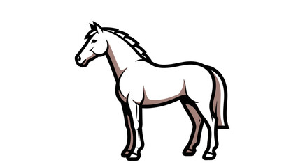 Obraz premium White Horse Standing Side View Illustration.